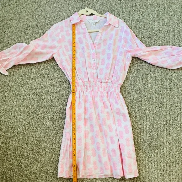 Lilly Pulitzer Pink Printed Linen Shirt Dress - Picture 9 of 10